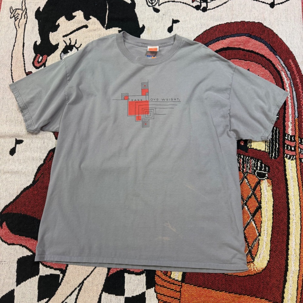 Frank Lloyd Wright Foundation Hanes Beefy-T Grey Graphic Shirt Mens XL